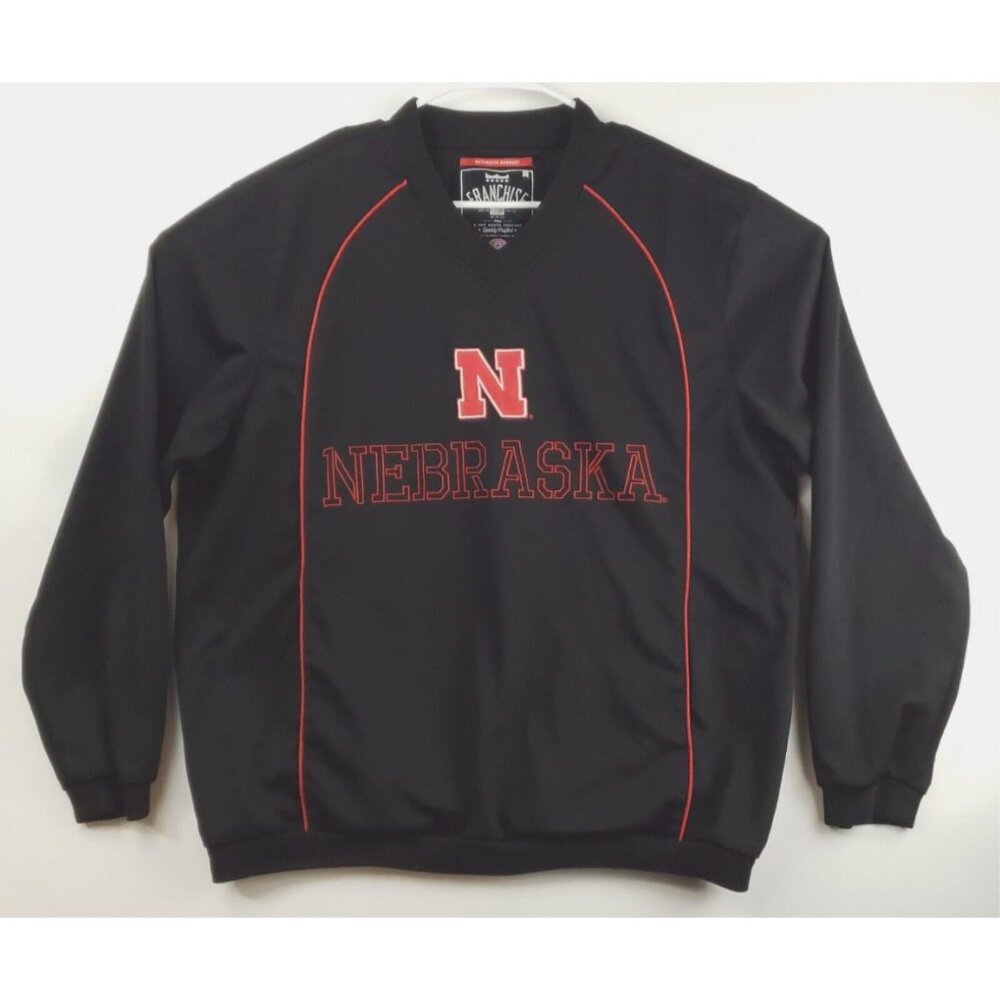 Franchise Club Nebraska Cornhuskers Jacket Mens L Black Authentic Long Sleeve
